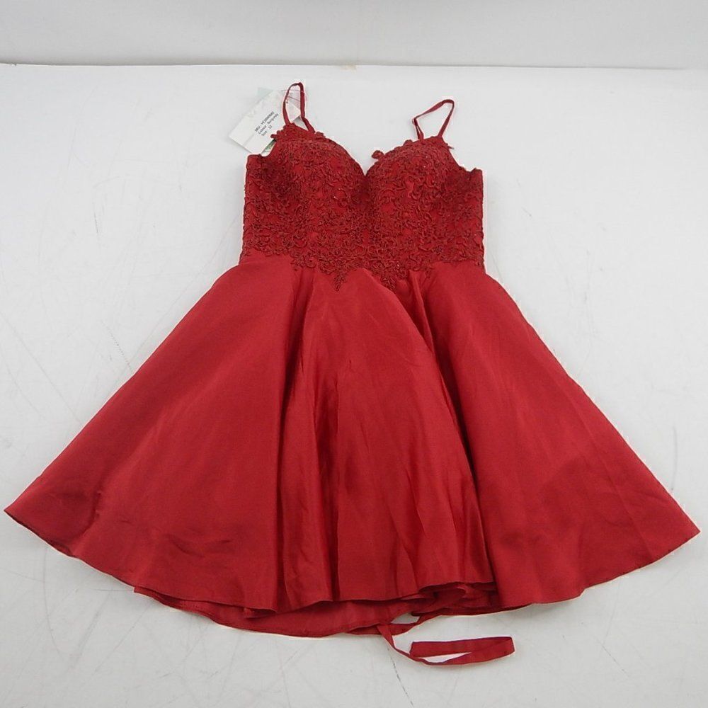 Scarlet Lace Bodice A-Line Prom Dress with Spaghetti Straps